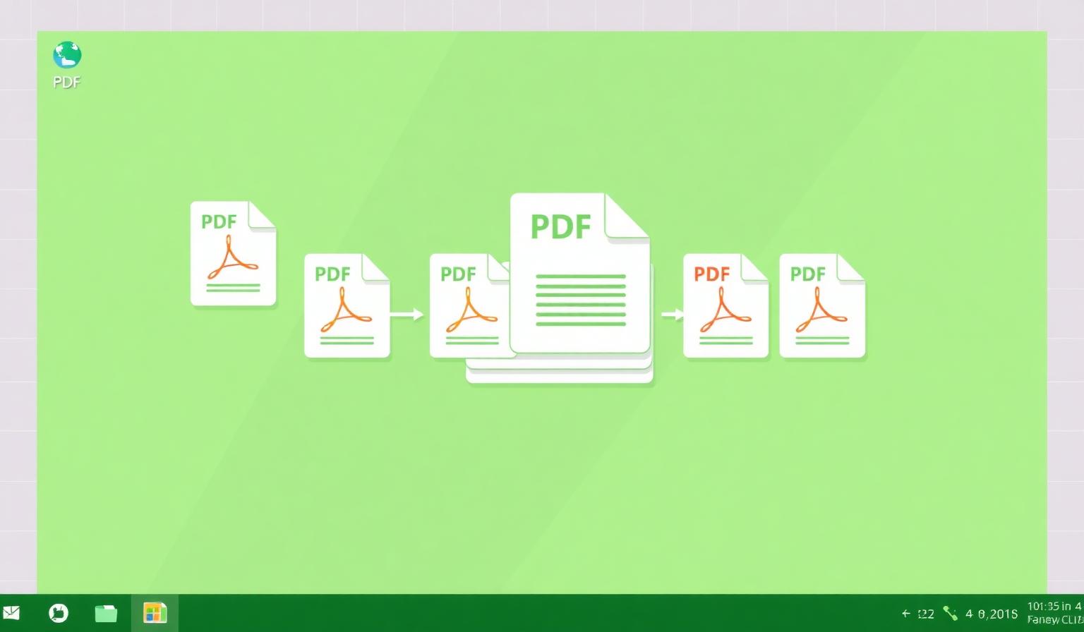 PDF documents being sorted and merged on a Windows desktop